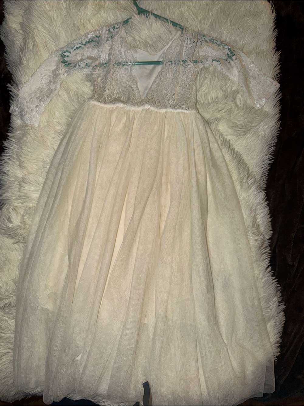 Vintage Bohemian Ivory Lace & Tulle Girls Dress - Elegant Special Occasion